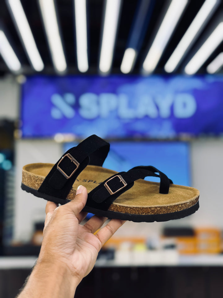 Splayd Cork Black Sandals SS-00510 Splayd