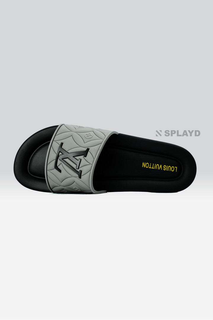 LV Monogram Gray Black Slide SPLAYD