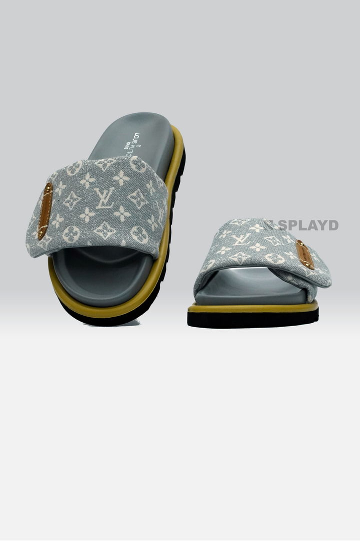 LV Pool Pillow Denim Ash Slide SPLAYD