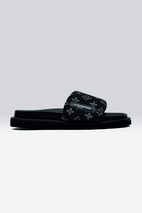 LV Pool Pillow Denim Black Slide SPLAYD
