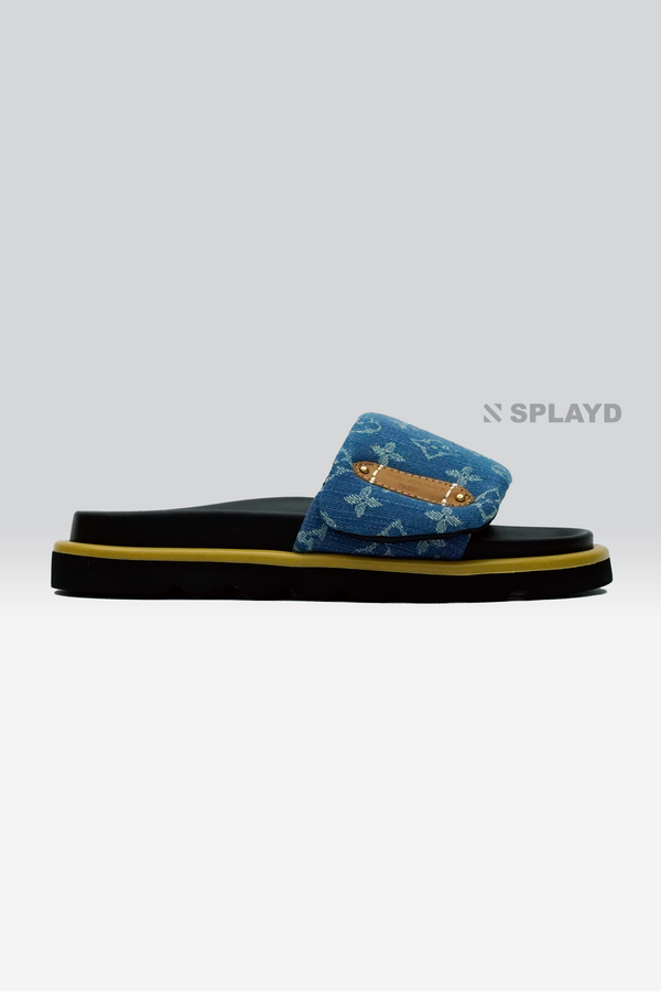 LV Pool Pillow Denim Blue Slide SPLAYD