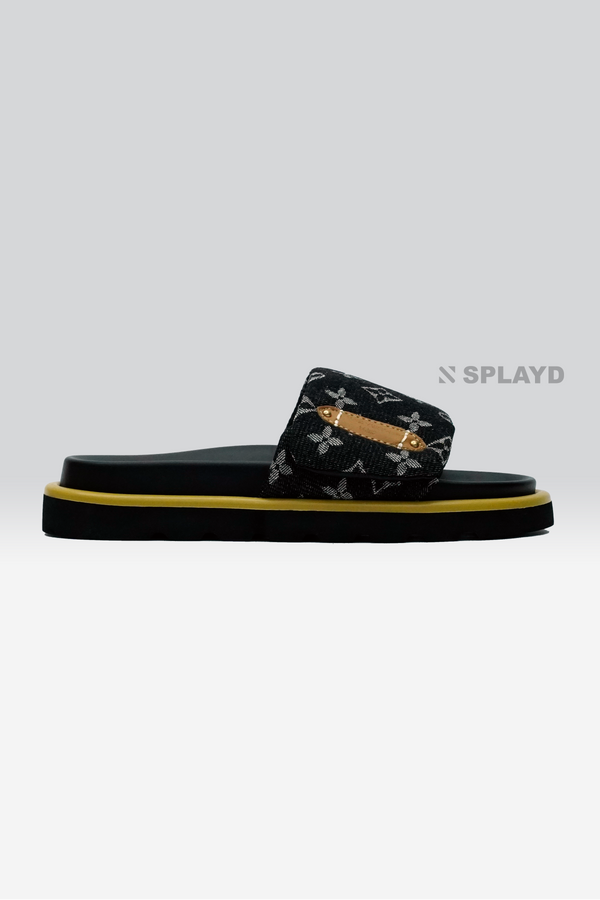 LV Pool Pillow Distinetive Black Slide SPLAYD