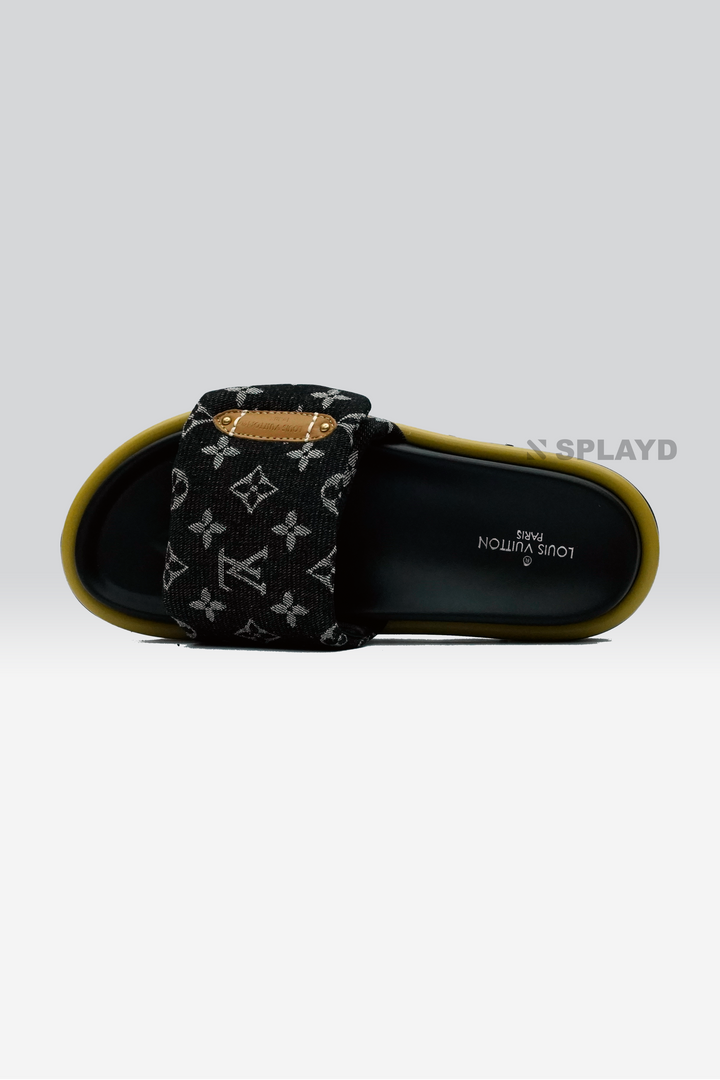 LV Pool Pillow Distinetive Black Slide SPLAYD