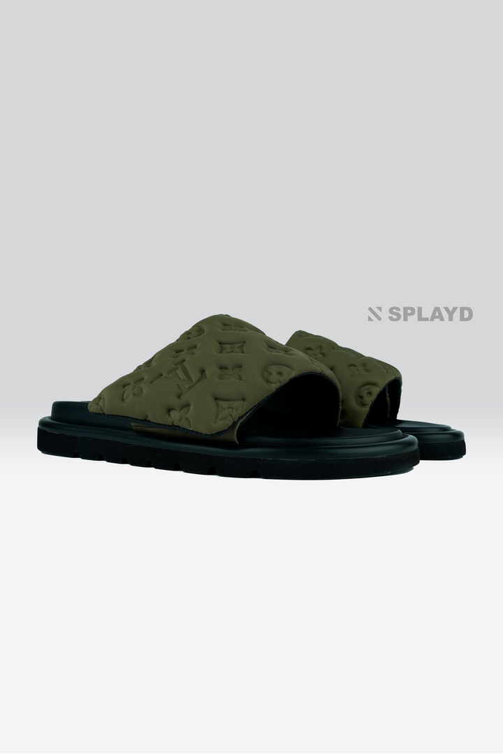 LV Pool Pillow Olive Slide SPLAYD