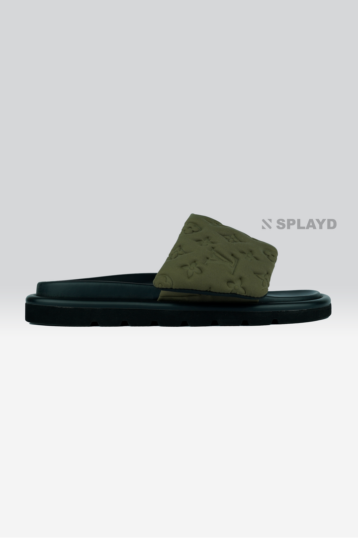 LV Pool Pillow Olive Slide SPLAYD