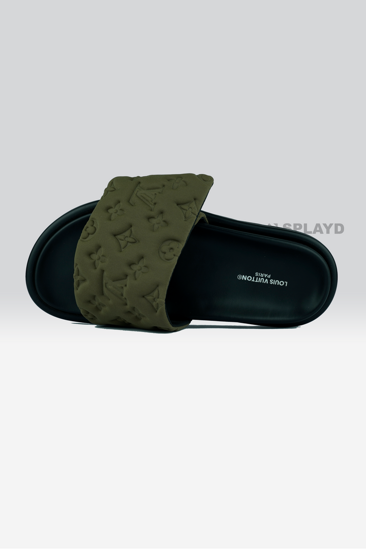LV Pool Pillow Olive Slide SPLAYD