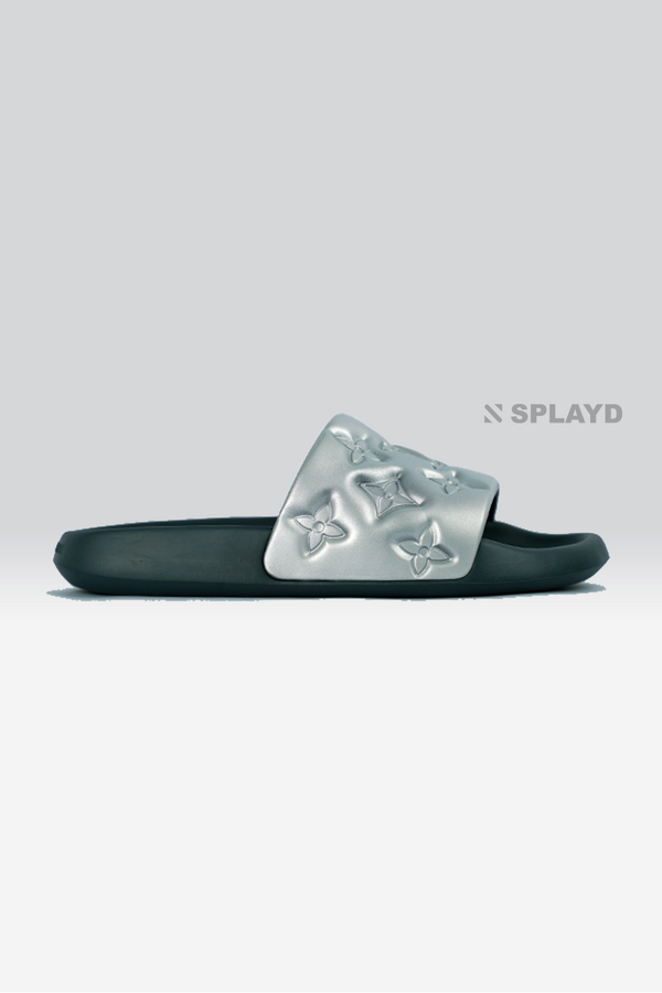 LV Waterfront Mule Silver Black Slide SPLAYD