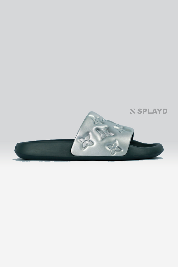 LV Waterfront Mule Silver Black Slide SPLAYD