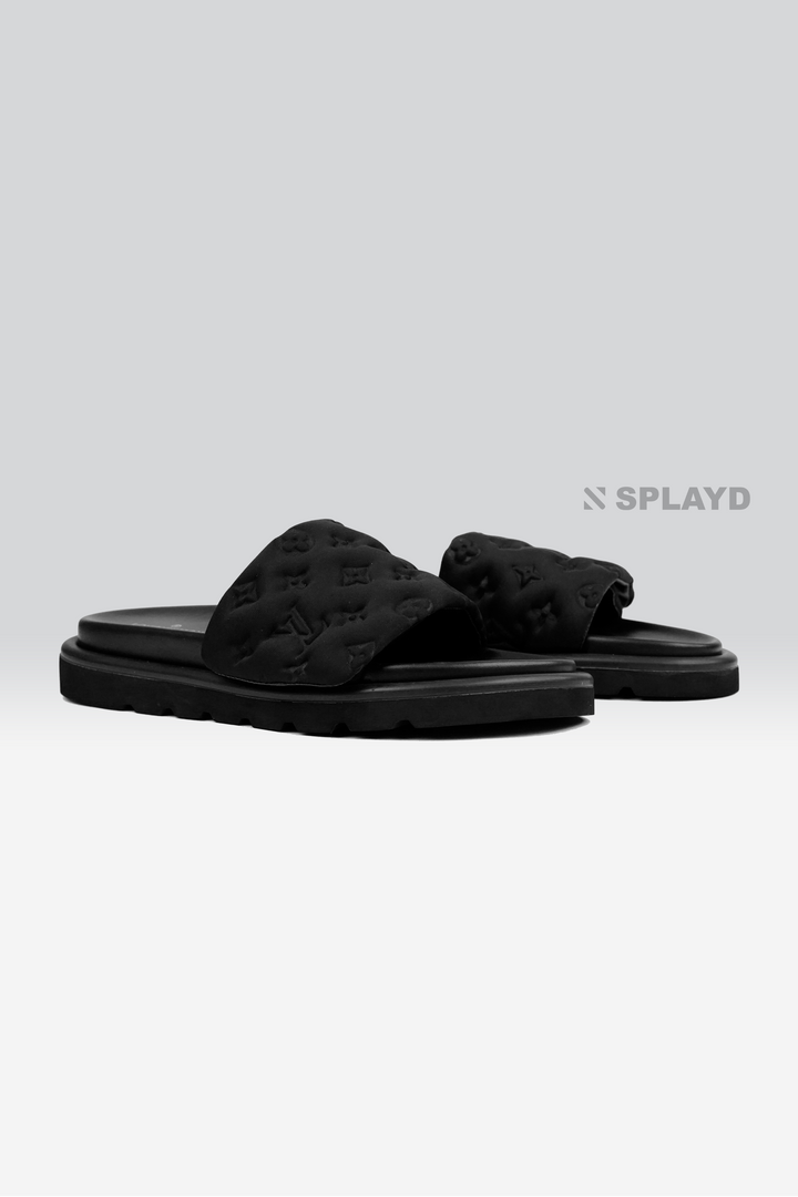 LV Pool Pillow Black Slide SPLAYD