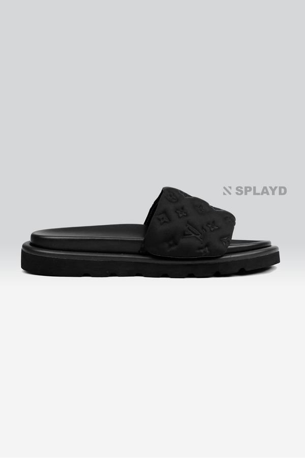 LV Pool Pillow Black Slide SPLAYD