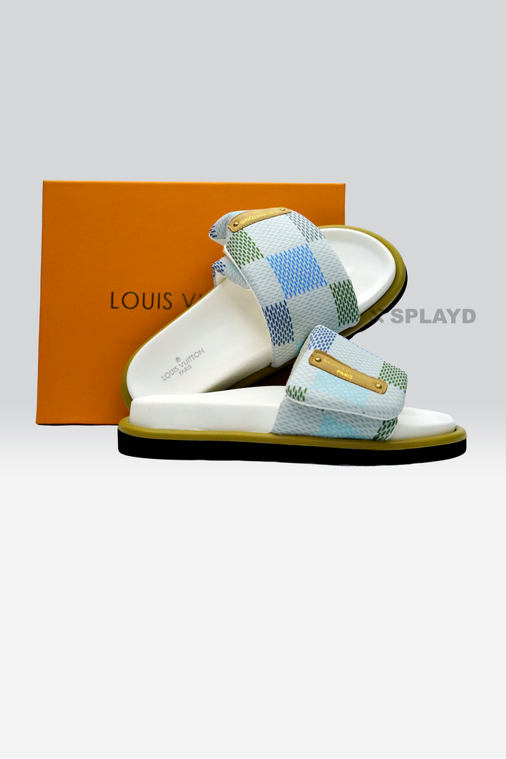 LV Pool Pillow Cream Multi Slide SPLAYD