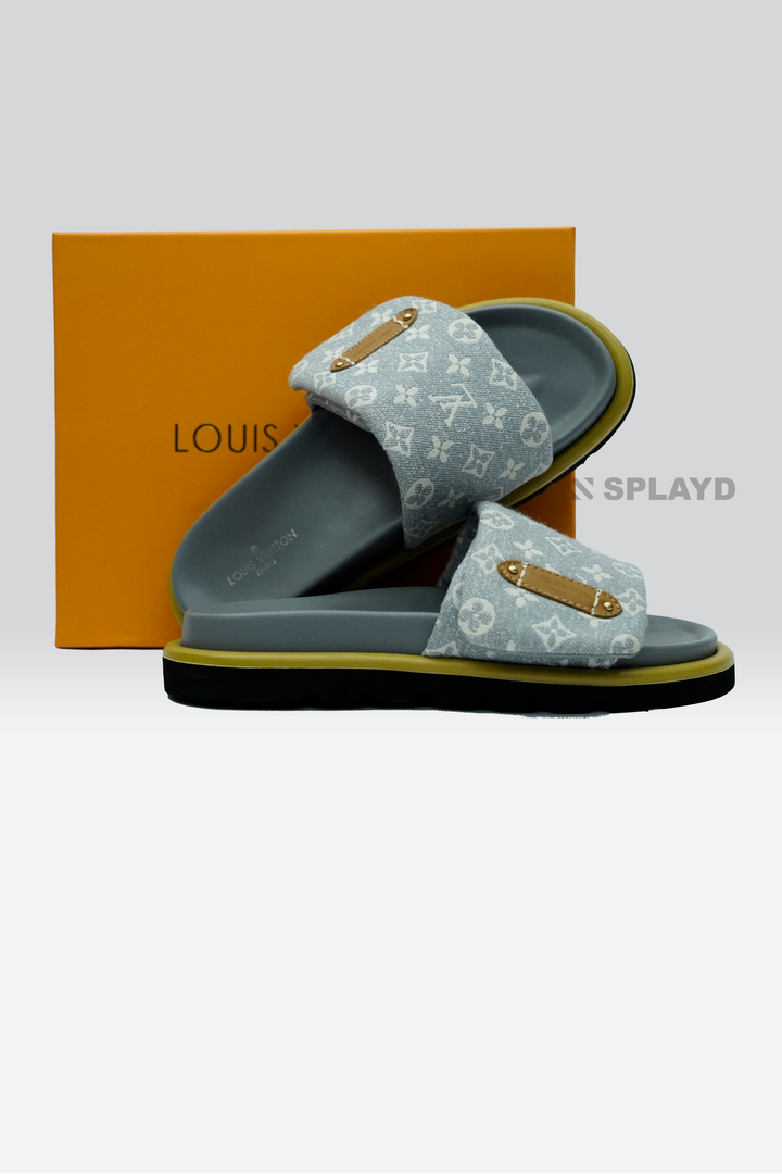 LV Pool Pillow Denim Ash Slide SPLAYD
