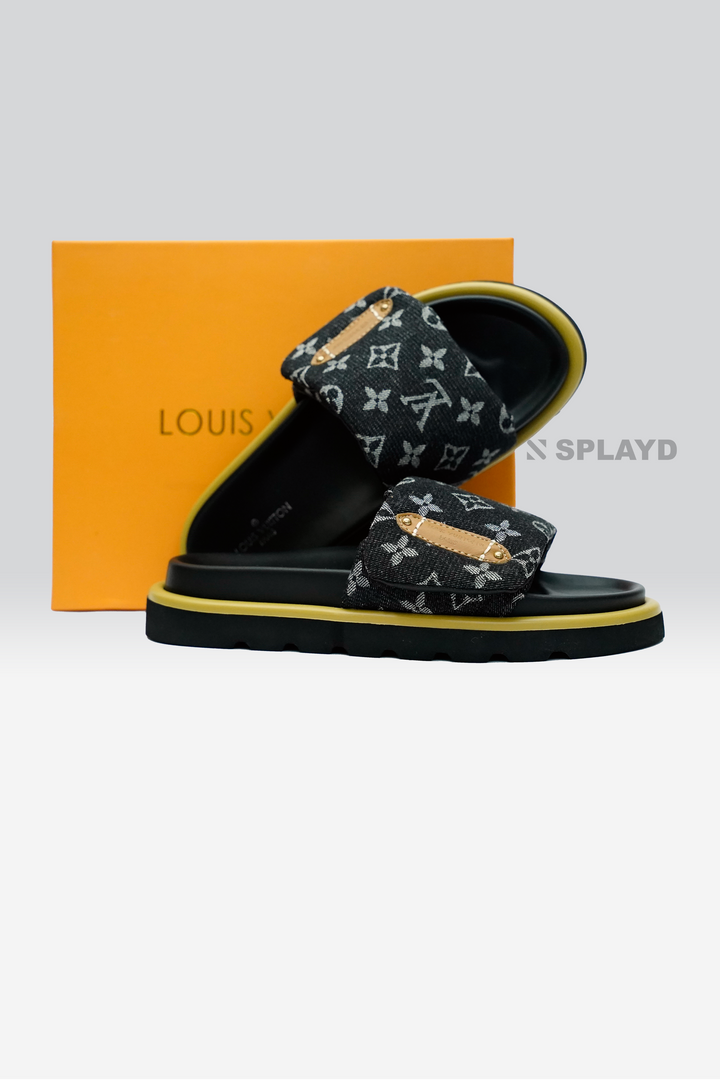LV Pool Pillow Distinetive Black Slide SPLAYD