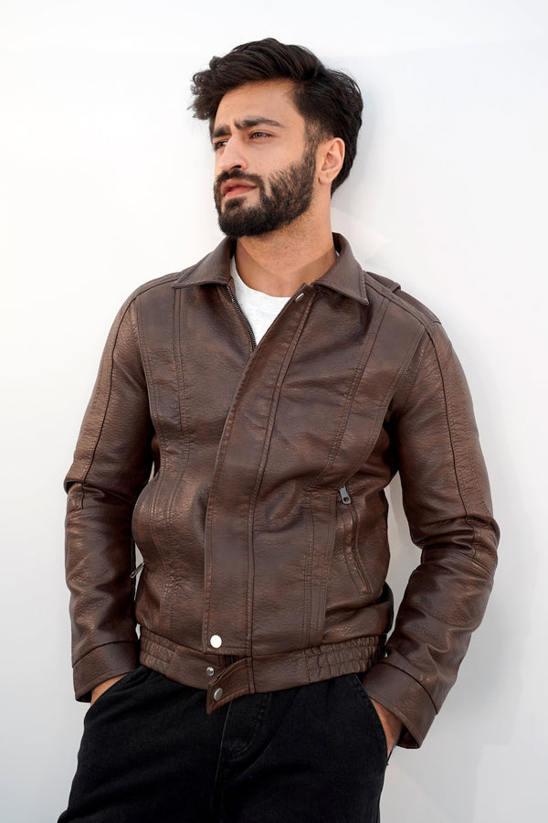 Leather Dapper Brown Jacket LJ-3084 SPLAYD