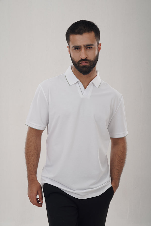 Vneck Snow White Polo Shirt PS-0267 SPLAYD