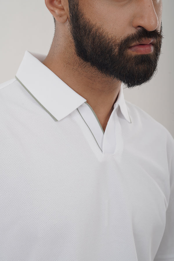 Vneck Snow White Polo Shirt PS-0267