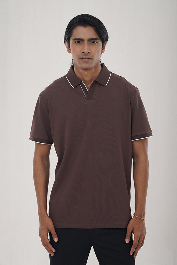 Vneck Umber Brown Polo Shirt PS-0268