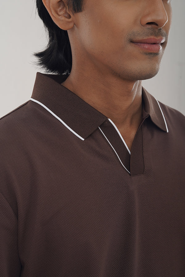 Vneck Umber Brown Polo Shirt PS-0268 SPLAYD