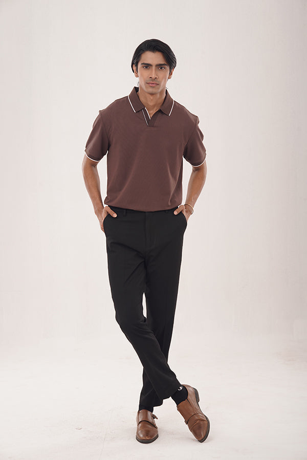 Vneck Umber Brown Polo Shirt PS-0268 SPLAYD