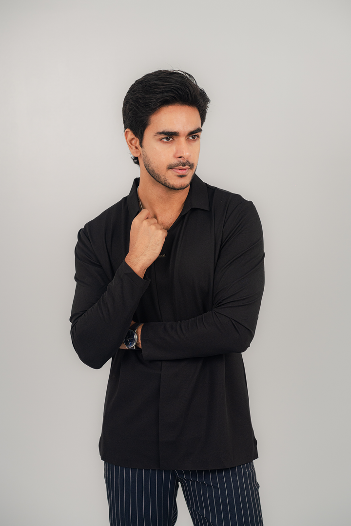 Snazzy Black Full Sleeve Polo PS-2045 SPLAYD