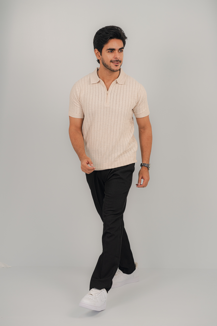 Posh Zip Off-White Polo Shirt PS-0350 SPLAYD