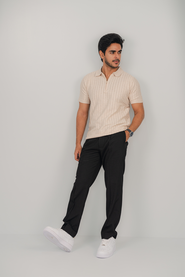Posh Zip Off-White Polo Shirt PS-0350 SPLAYD