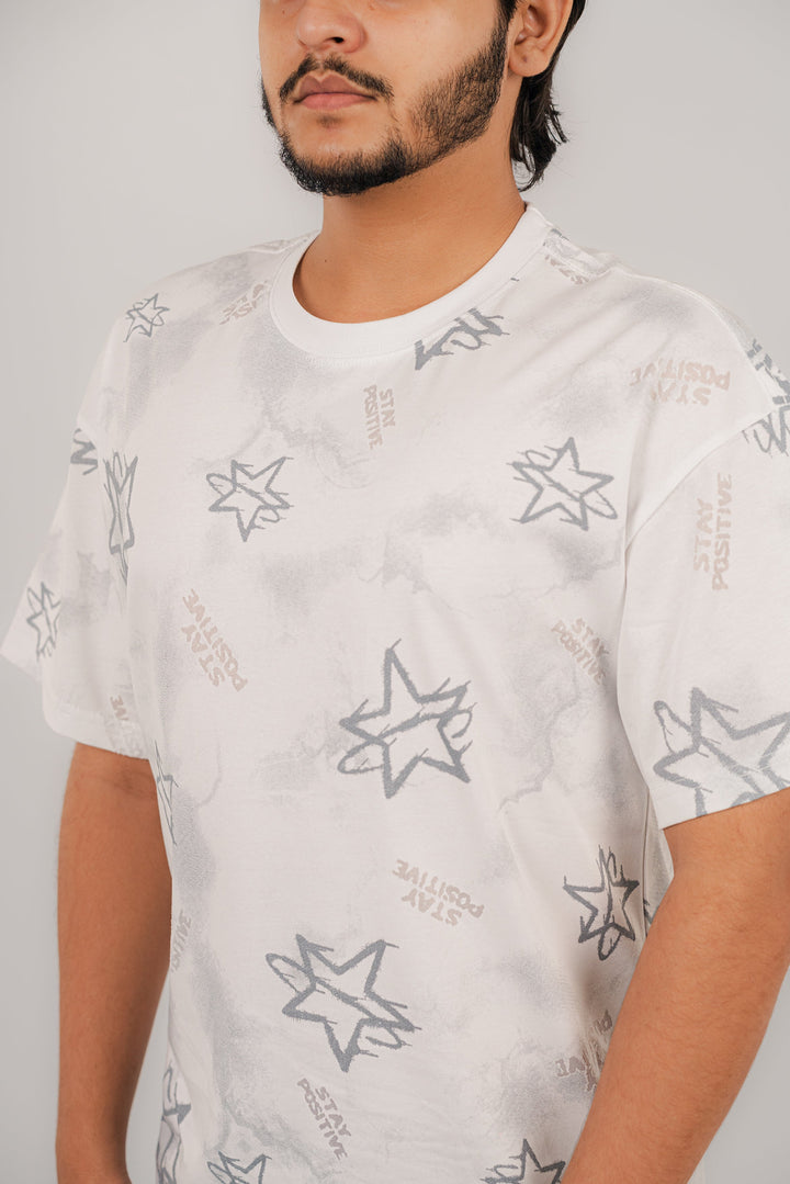 Positive Star White T-Shirt TS-2238 SPLAYD