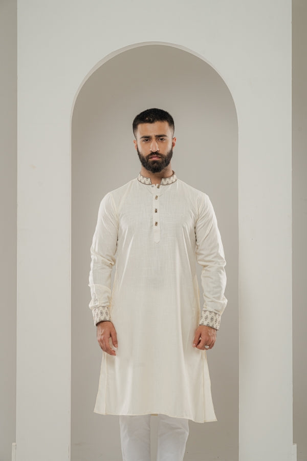 Ikat Oatmeal White panjabi-0508 SPLAYD