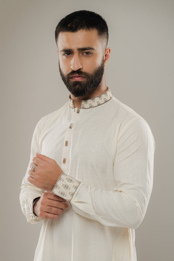 Ikat Oatmeal White panjabi-0508 SPLAYD