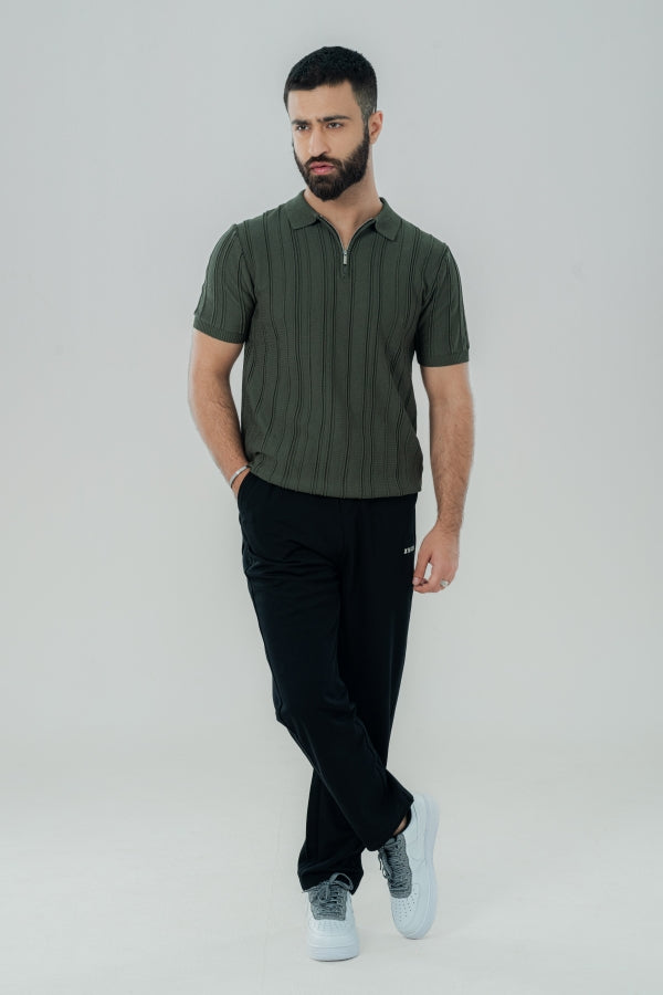 Elegant Zip Olive Polo Shirt PS-0286 SPLAYD