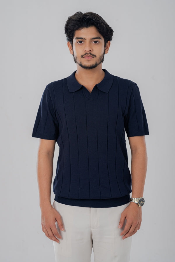 Modish Vneck Blue Polo Shirt PS-0299 SPLAYD
