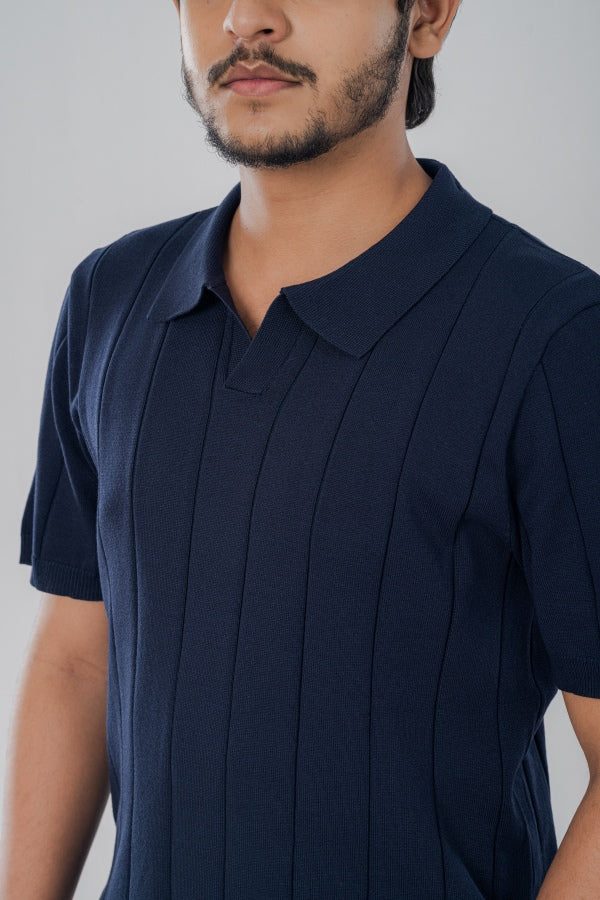 Modish Vneck Blue Polo Shirt PS-0299 SPLAYD