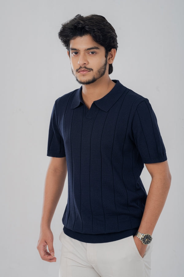 Modish Vneck Blue Polo Shirt PS-0299 SPLAYD