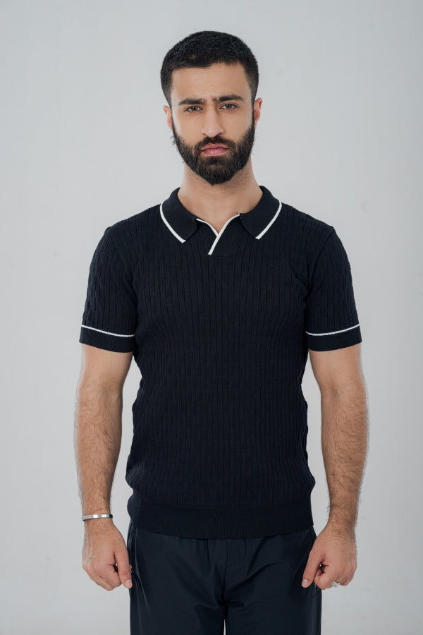 Spruce Vneck Black Polo Shirt PS-0294 SPLAYD