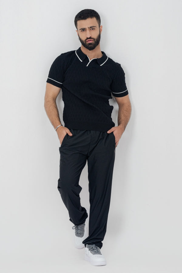 Spruce Vneck Black Polo Shirt PS-0294 SPLAYD