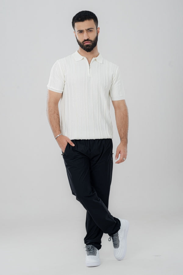 Elegant Zip White Polo Shirt PS-0284 SPLAYD