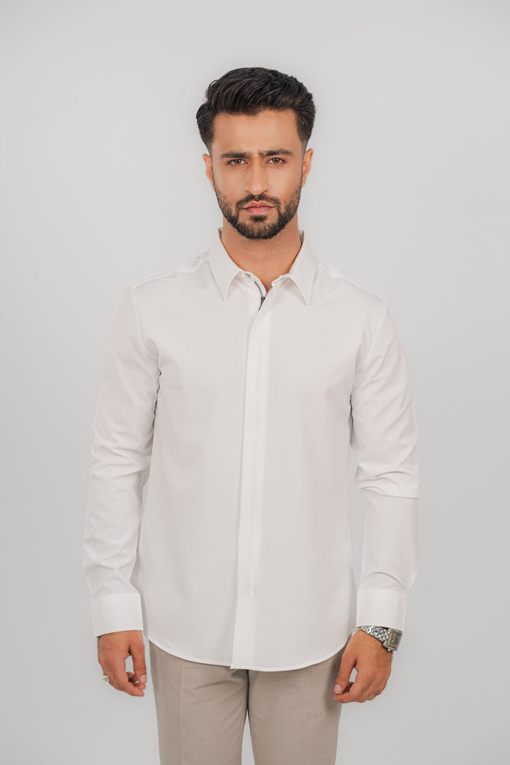 Formal Zip White Shirt FS-2442 Splayd