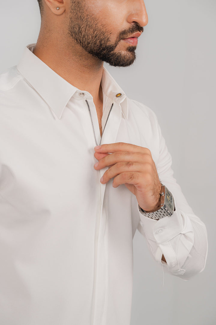 Formal Zip White Shirt FS-2442 Splayd