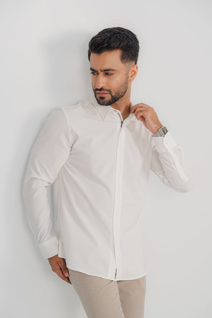 Formal Zip White Shirt FS-2442 Splayd