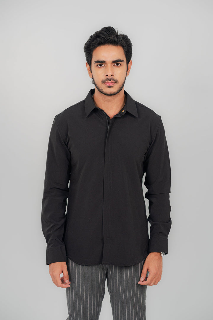 Formal Zip Black Shirt FS-2443 Splayd