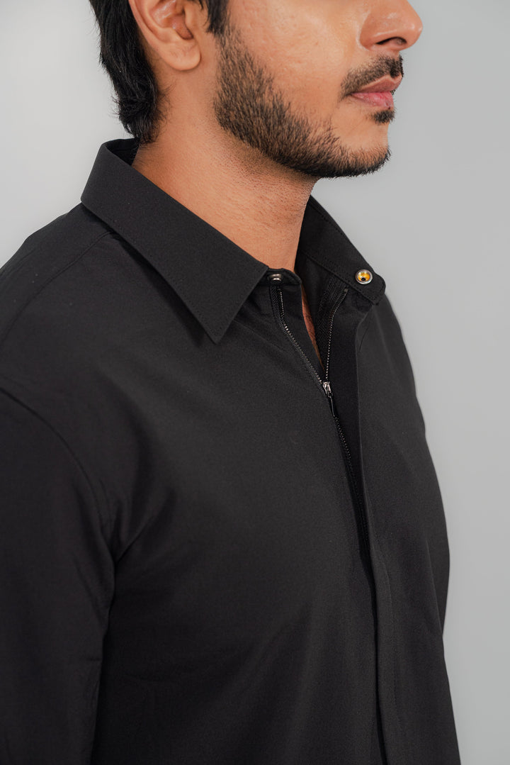 Formal Zip Black Shirt FS-2443 Splayd