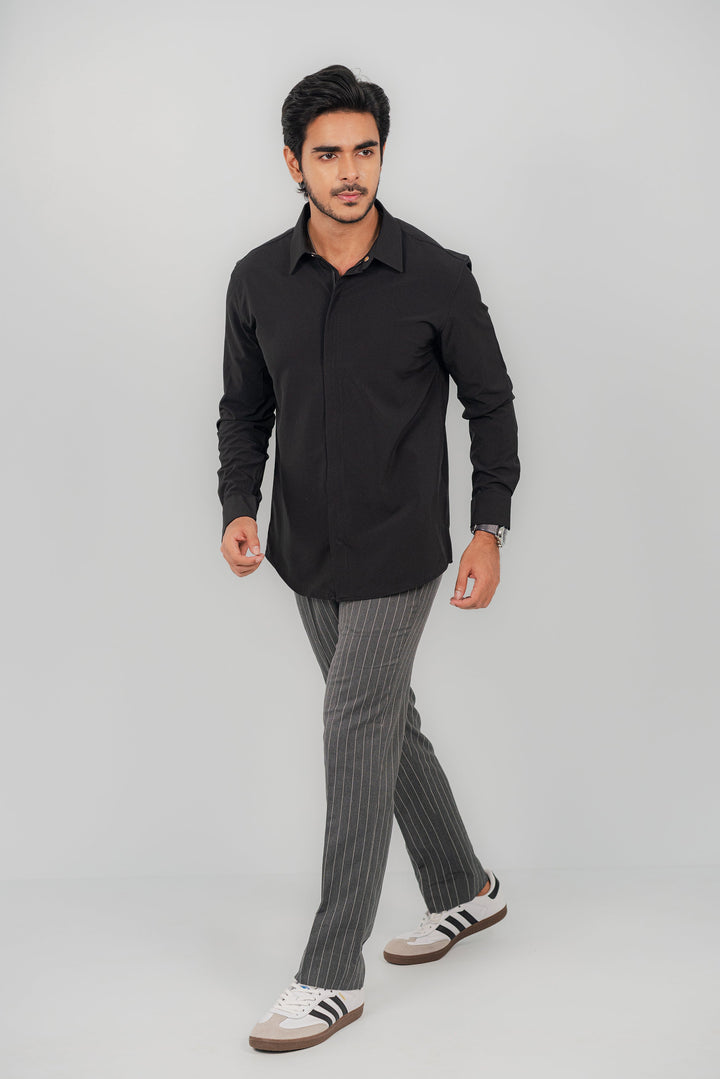 Formal Zip Black Shirt FS-2443 Splayd