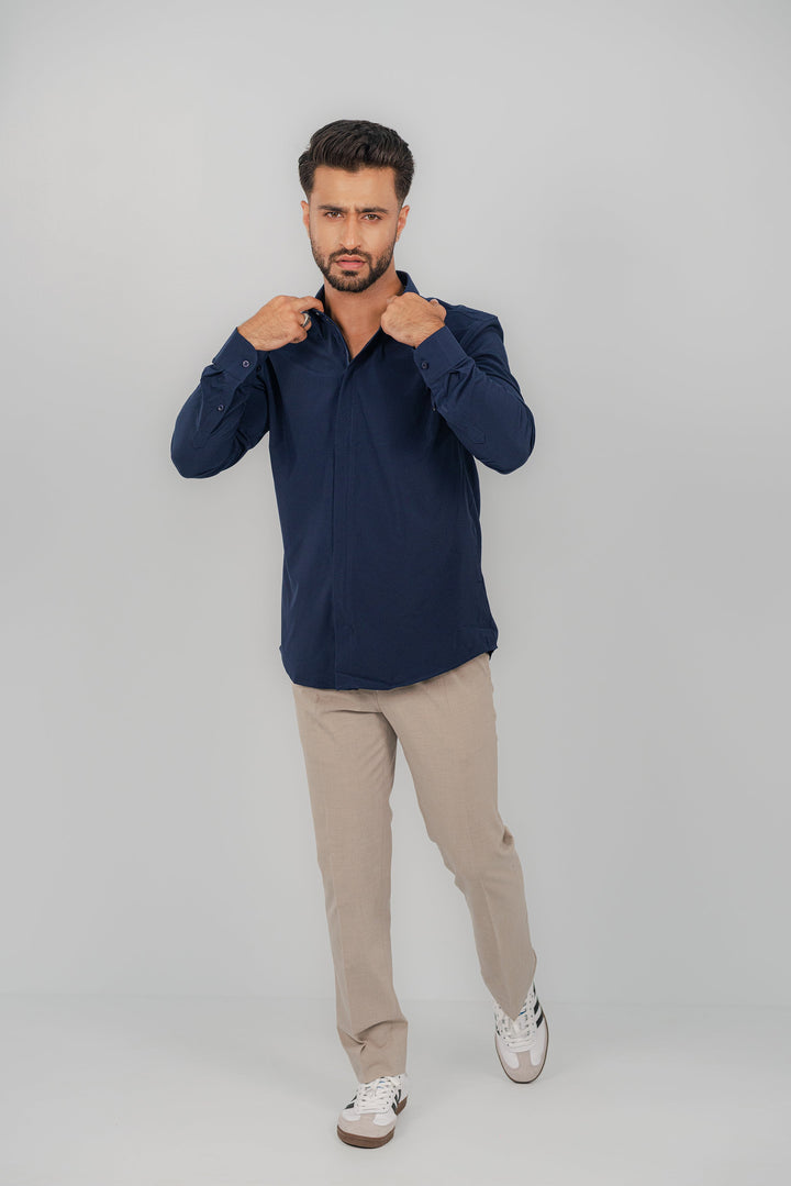 Formal Zip Blue Shirt FS-2445 Splayd