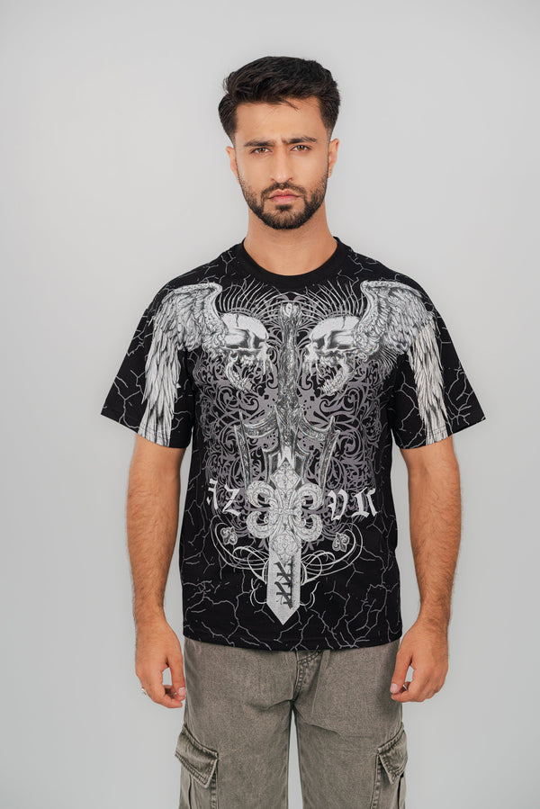 Dual Skull Black T-Shirt TS-2236 Splayd