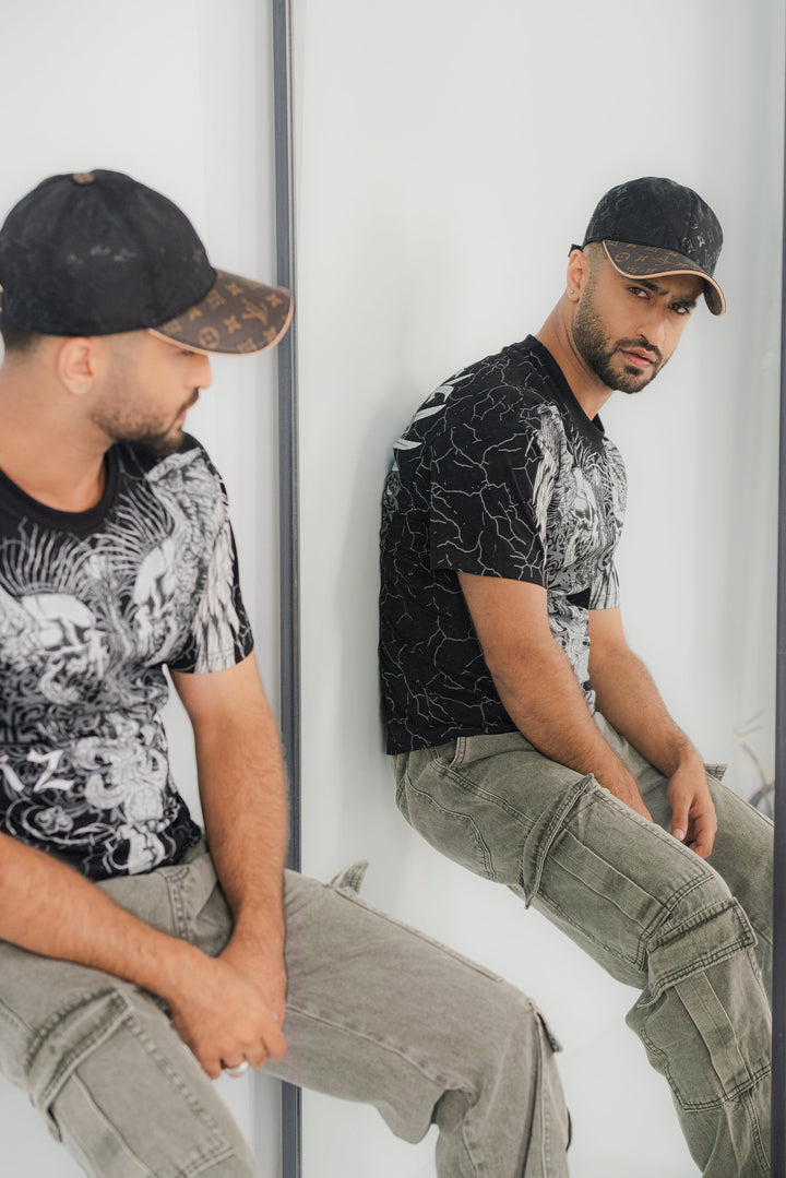 Dual Skull Black T-Shirt TS-2236 Splayd