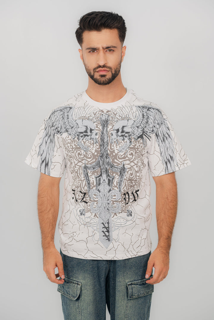 Dual Skull White T-Shirt TS-2237 Splayd