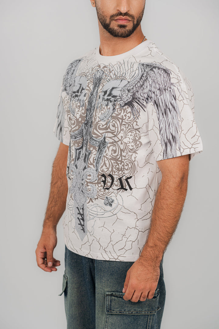 Dual Skull White T-Shirt TS-2237 Splayd