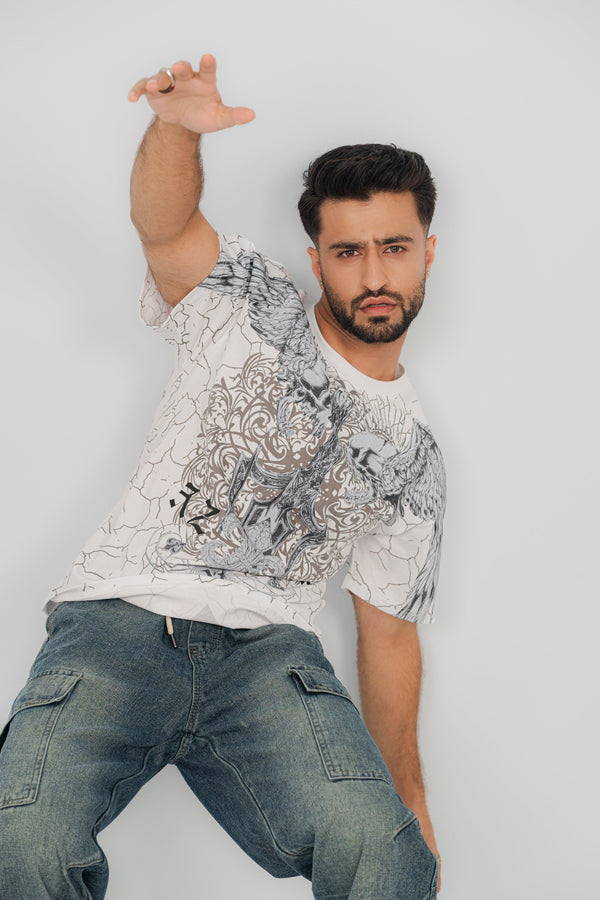 Dual Skull White T-Shirt TS-2237 Splayd