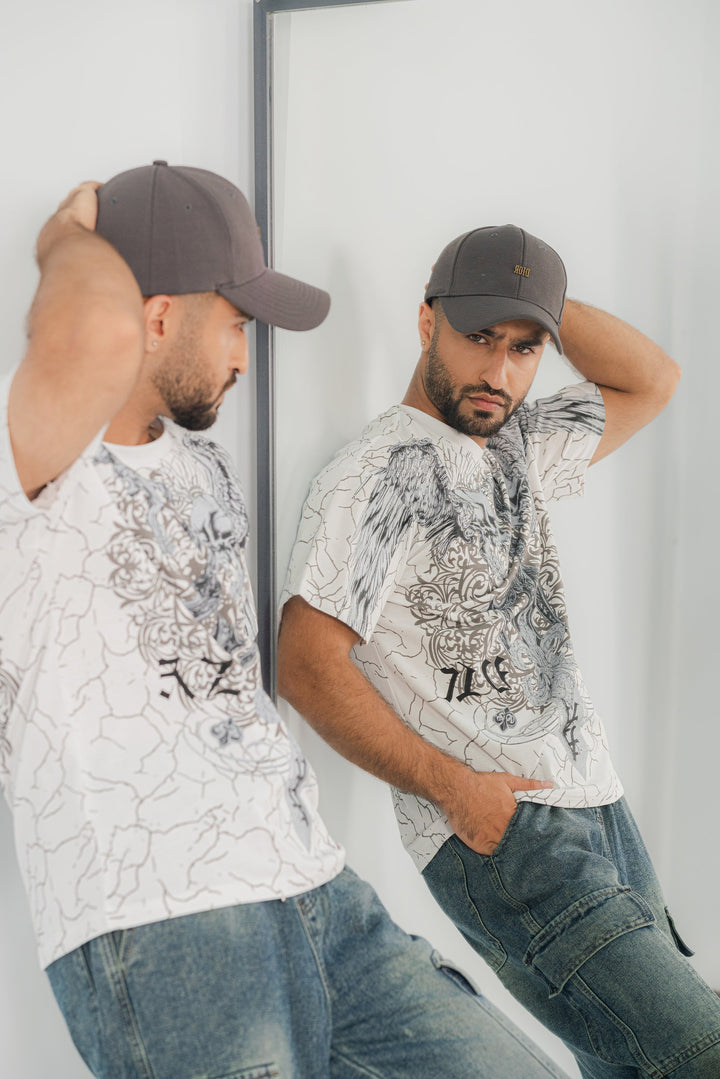 Dual Skull White T-Shirt TS-2237 Splayd