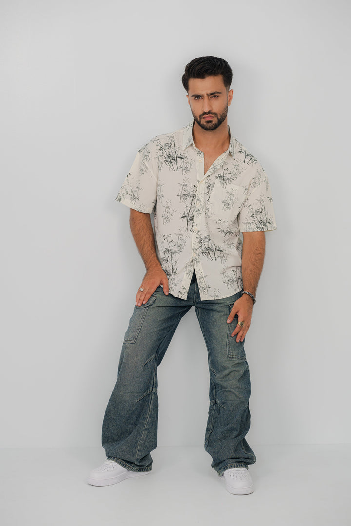 Bamboo White Half Shirt HS-2626 SPLAYD